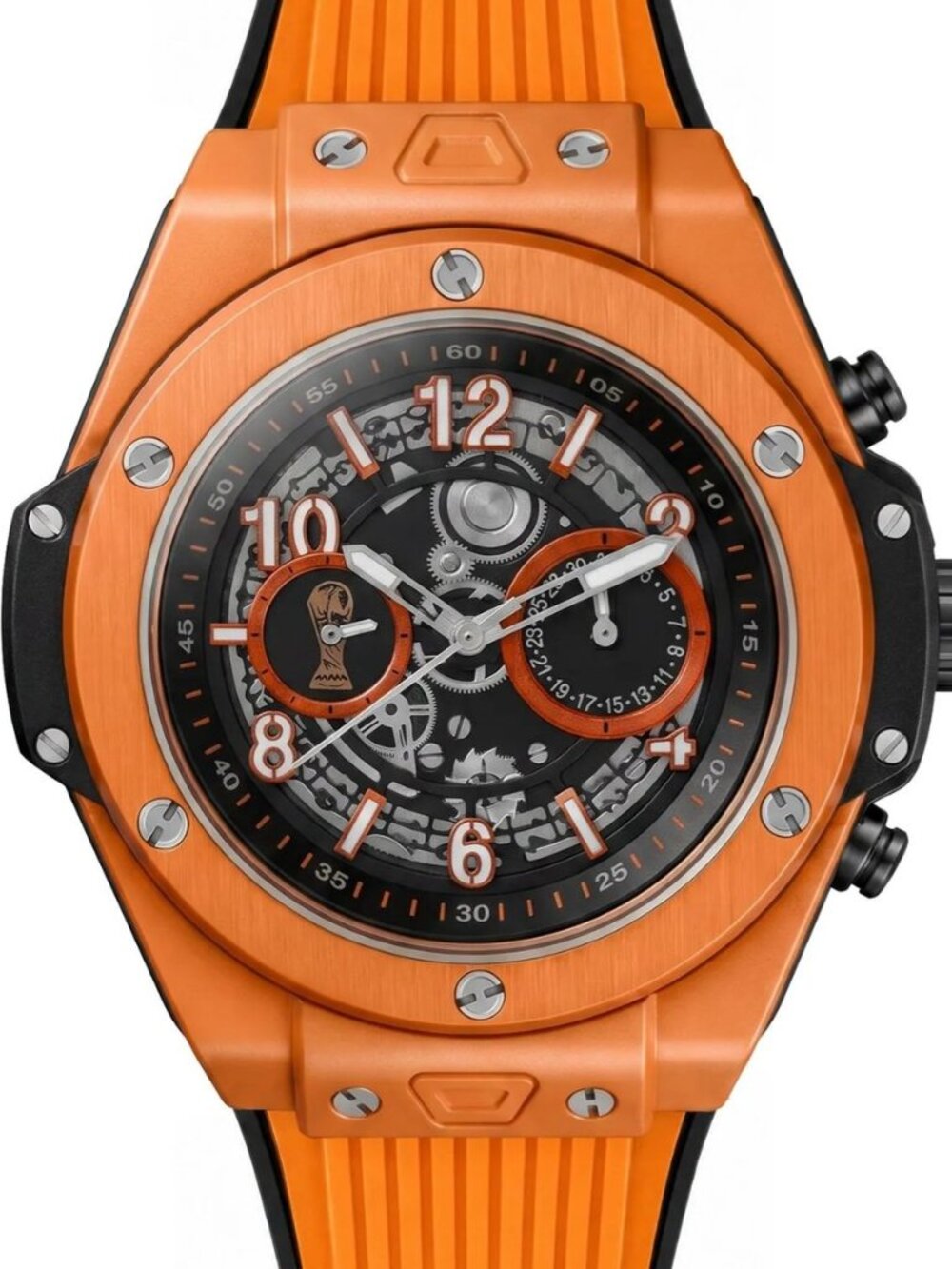 BIBI - B1216 World Cup Orange Case, Black Dial, Orange Silicone Strap